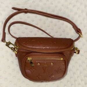 Mini Bum bag-Brown Crossbody Bag with Gold Hardware